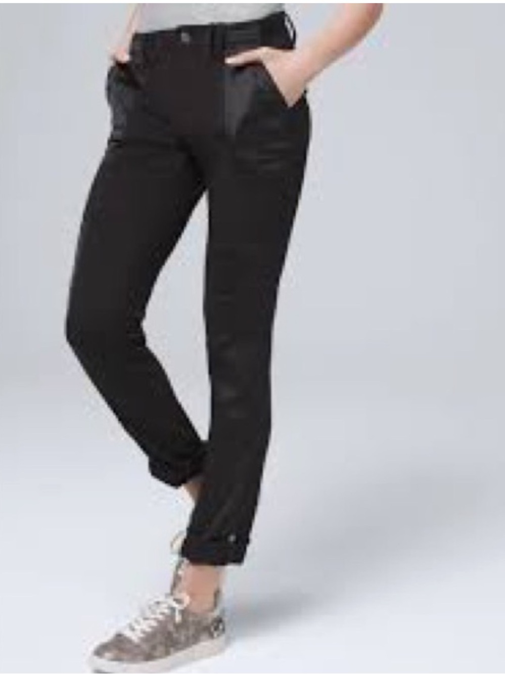 WHBM The Straight Satin Trim Utility Crop Pant